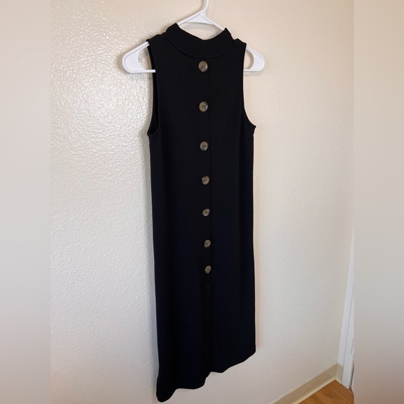 LuLus Tranquil Black Mock Neck Button-Back Midi Dress - Picture 6 of 10